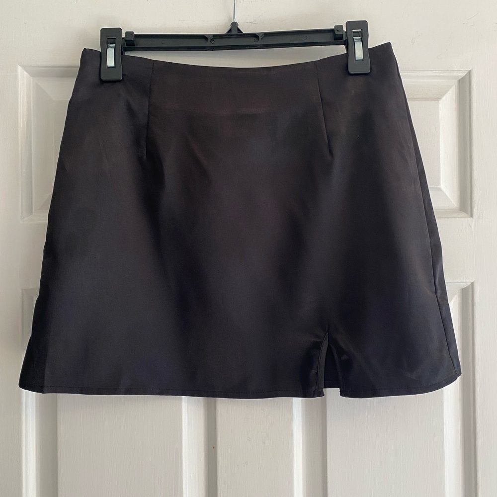 Shein Black Satin Mini Skirt Size M Petite